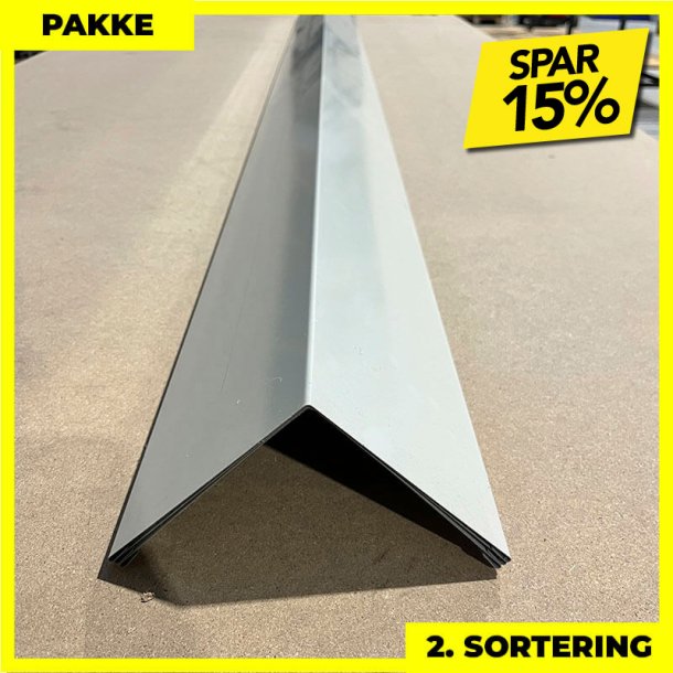 Udvendig hjrne - 2. sortering - 3 stk. af 140x140 mm - Lysegr