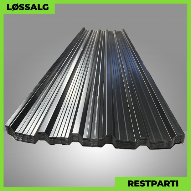 Trapezplade MTP 35R m/ dug - Restparti - 5000 mm - 0,5 mm - Sort