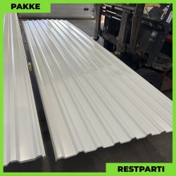 Trapezplade MTP 21 - Restparti - 8 stk. af 4500 mm - 0,4 mm - Hvid - 37,2 m&sup2;