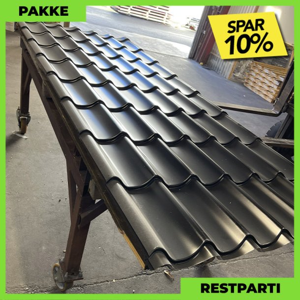Teglstensprofil Anna m/ dug - Restparti - 6 stk. af 2920 mm - Sort - 18,3 m