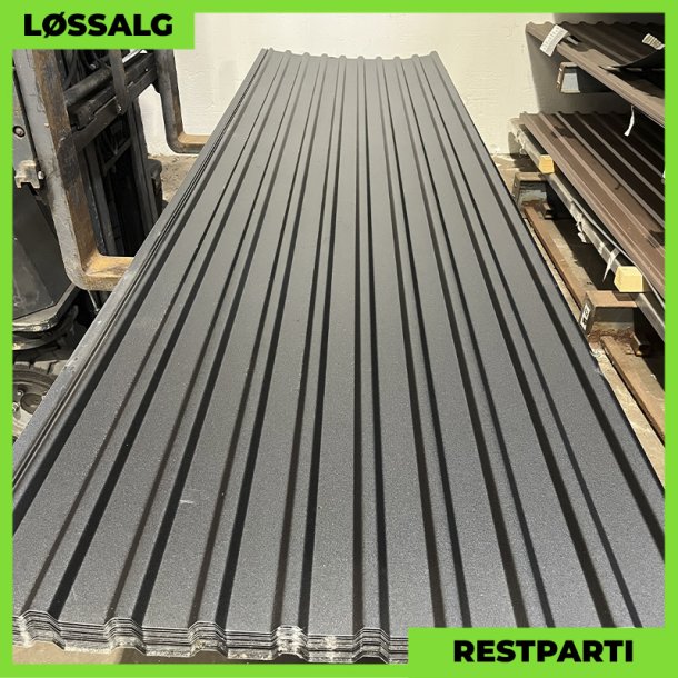 Trapezplade MTP 21 m/ dug - Restparti - 4000 mm - 0,5 mm - Mat Sort