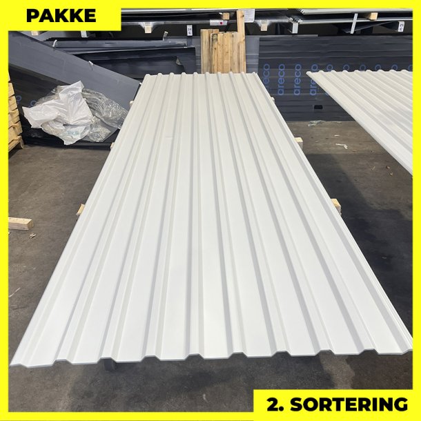 Trapezplade MTP 21 - 2. sortering - 11 stk. af 3500 mm - Hvid - 39,8 m