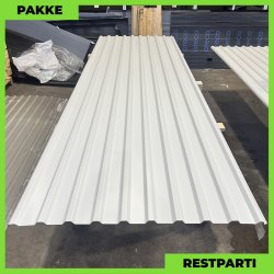 Trapezplade MTP 21 - Restparti - 9 stk. af 3500 mm - Hvid - 32,6 m&sup2;
