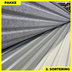 Trapez MTP 21 m/ dug - 2. sortering - 22 stk. af 5590 mm - Lysegr - 127,2 m&sup2;