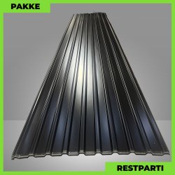 Trapezplade MTP 21 - Restparti - 16 stk. af 5500 mm - 0,4 mm - Sort - 91 m