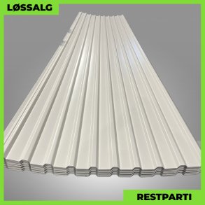 Trapezplade MTP 21 m/ dug - Restparti - 5000 mm - 0,6 mm - Hvid