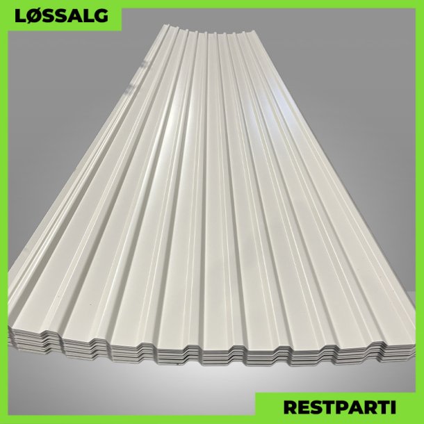 Trapezplade MTP 21 m/ dug - Restparti - 5000 mm - 0,6 mm - Hvid