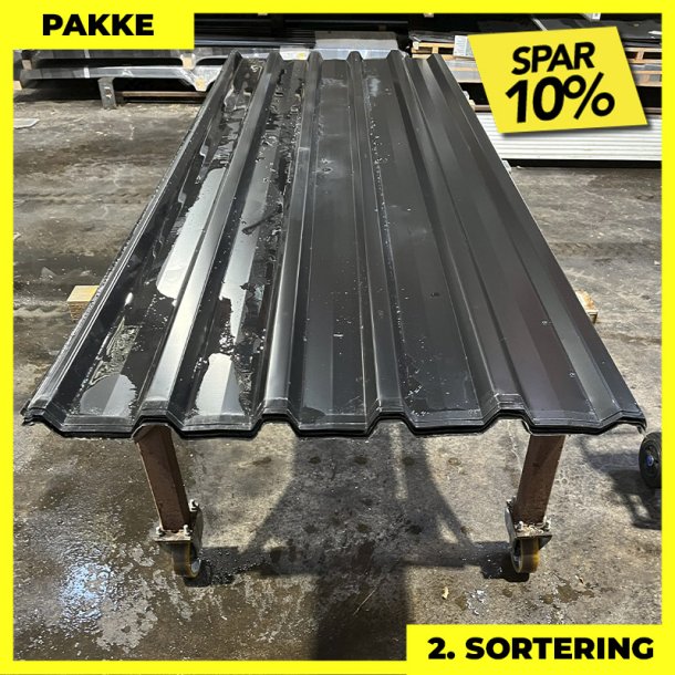 Trapez MTP 35 - 2. sortering - 9 stk. af 2970 mm - Sort - 26,7 m