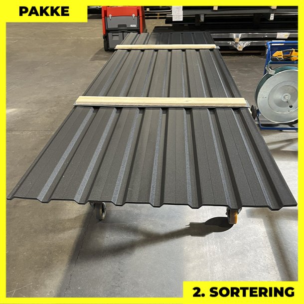 Trapez MVP 20/100 - 2. sortering - 13 stk. af 3800 mm - Sort - 53,1m