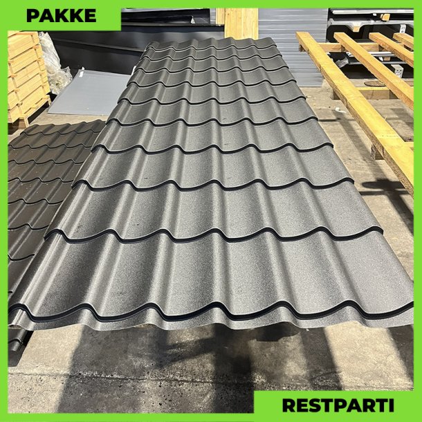 Teglstensprofil Traditionel m/ dug - Restparti - 19 stk. af 2850-3600 mm - Sort - 70,4 m