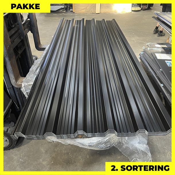 Trapez MTP 35R - 2. sortering - 4 stk. af 3000 mm - Sort - 12,4 m
