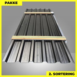 Trapezplade MTP 35R - 2. sortering - 7 stk. af 3000 mm - Sort - 21,7 m�