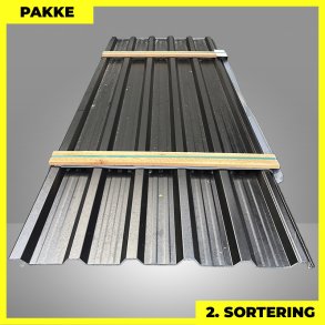 Trapezplade MTP 35R - 2. sortering - 7 stk. af 3000 mm - Sort - 21,7 m�