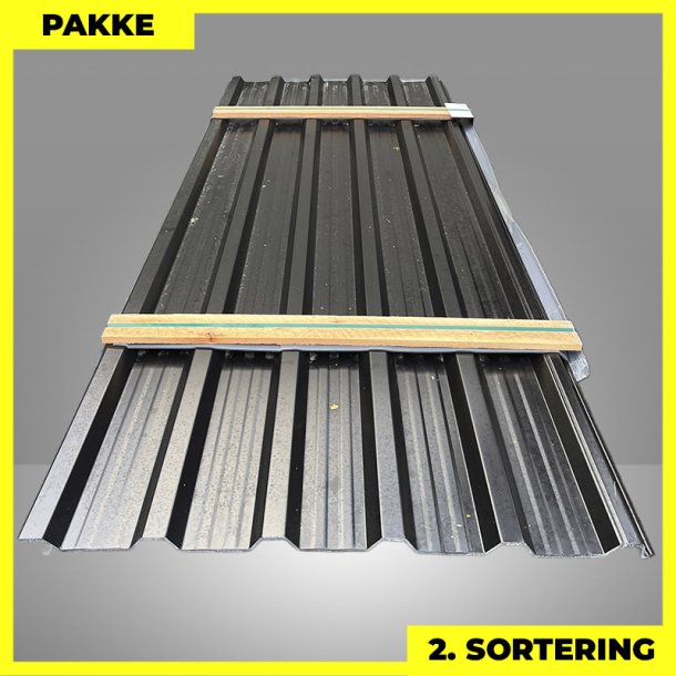 Trapezplade MTP 35R - 2. sortering - 7 stk. af 3000 mm - Sort - 21,7 m�