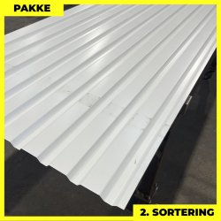 Trapezplade MVP 21 - Vg - 2. sortering - 6 stk. af 3000 mm - Hvid - 18,6 m&sup2;