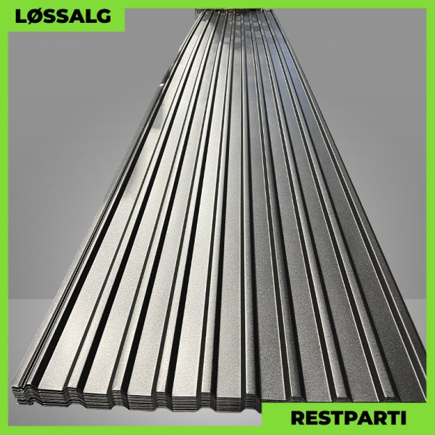 Trapezplade MTP 21 m/ dug - Restparti - 7000 mm - 0,6 mm - Mat Sort