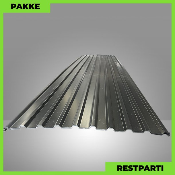 Trapezplade MTP 21 - Restparti - 7 stk. af 5250 mm - 0,4 mm - Sort - 38 m�
