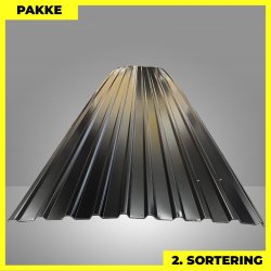 Trapezplade MTP 21 - 2. sortering - 7 stk. af 5750-6250 mm - Sort - 43,2 m