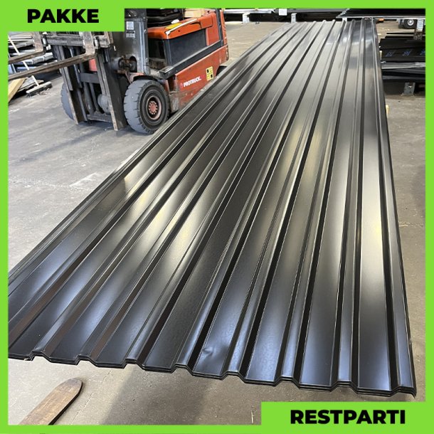 Trapezplade MTP 21 m/ dug - Restparti - 6 stk. af 6000 mm - 0,5 mm - Sort - 37,2 m
