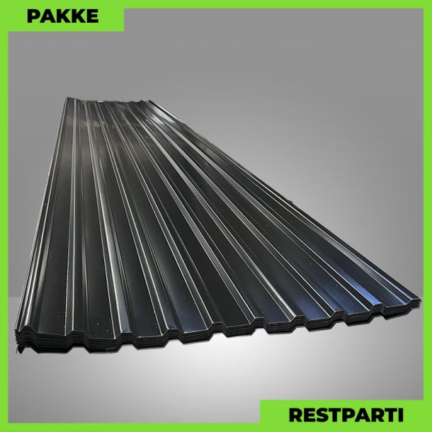 Trapezplade MTP 21 m/ dug - Restparti - 6 stk. af 7000 mm - 0,5 mm - Sort - 43,4 m�