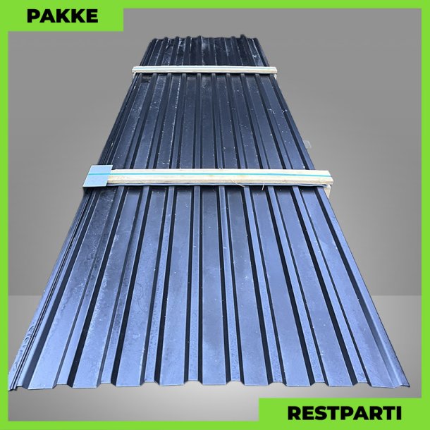 Trapezplade MTP 21 - Restparti - 8 stk. af 4000 mm - 0,5 mm - Sort - 33,1 m�