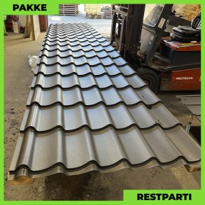 Teglstensprofil Elegant - Restparti - 8 stk. af 6700 mm - 0,5 mm - Sort Mat - 53,6 m�