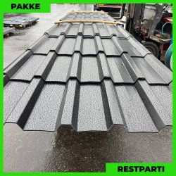 Trapez MTP 35 m/ dug - Restparti - 17 stk. af 1400-6300 mm - Sort - 72,2 m