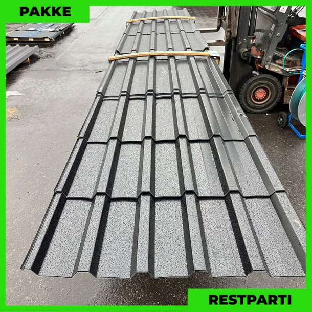 Trapez MTP 35 m/ dug - Restparti - 17 stk. af 1400-6300 mm - Sort - 72,2 m