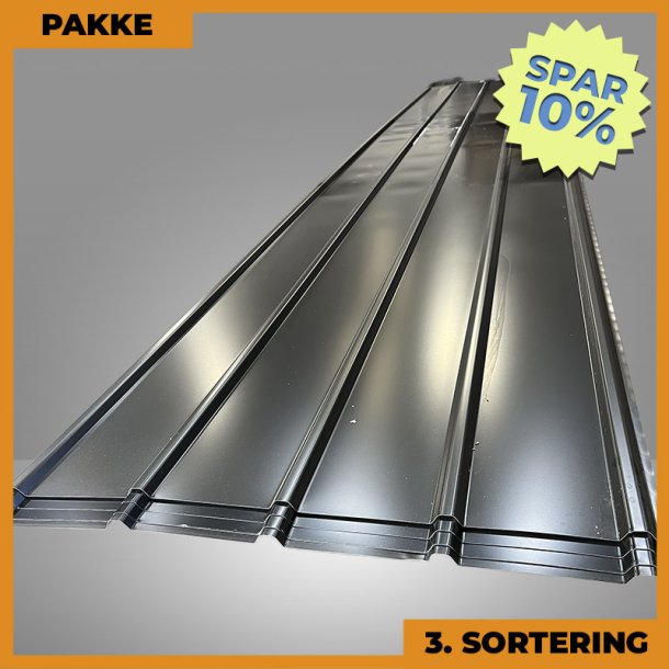 Pandeplade MTP 20/220 - 3. sortering - 7 stk. af 6000 mm - Sort - 45,3 m�