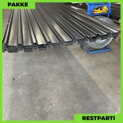 Trapezplade MTP 21 m/ dug - Restparti - 8 stk. af 6500 mm - 0,5 mm - Sort - 53,8 m�