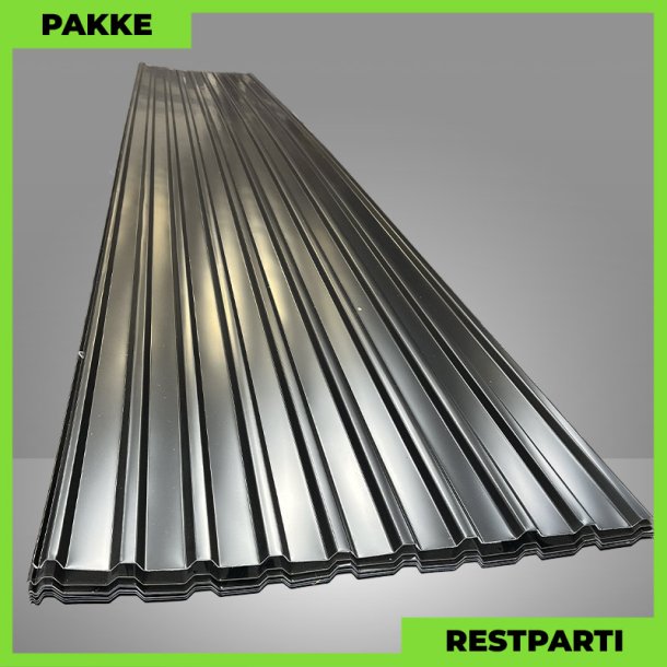 Trapezplade MTP 21 m/ dug - Restparti - 8 stk. af 6500 mm - 0,5 mm - Sort - 53,8 m�