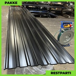 Trapezplade MTP 20/100 - Restparti - 24 stk. af 5500 mm - 0,5 mm - Sort - 141,9 m