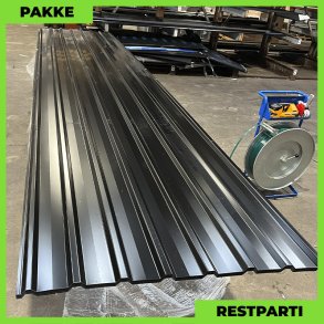 Trapezplade MTP 20/100 - Restparti - 24 stk. af 5500 mm - 0,5 mm - Sort - 141,9 m²