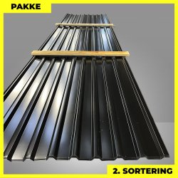 Trapezplade MTP 21 m/ dug - 2. sortering - 5 stk. af 4750 mm - Sort - 24,5 m�