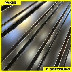 Trapezplade MTP 21 m/ dug - 2. sortering - 10 stk. af 5250 mm - Sort - 54,3 m�