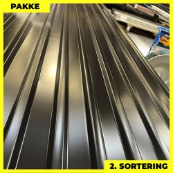 Trapezplade MTP 21 - 2. sortering - 9 stk. af 5000 mm - Sort - 46,5 m�
