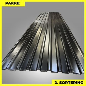 Trapezplade MTP 21 - 2. sortering - 9 stk. af 5000 mm - Sort - 46,5 m�