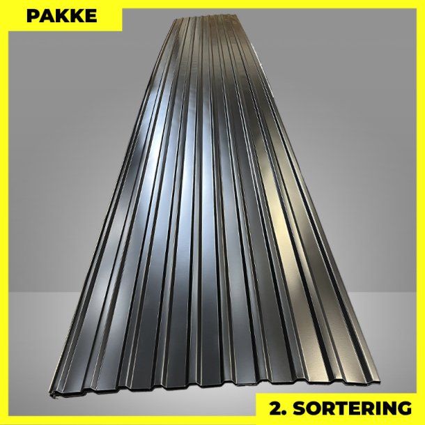 Trapezplade MTP 21 - 2. sortering - 10 stk. af 7000 mm - Sort - 72,4 m�
