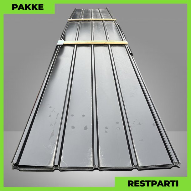 Pandeplade MTP 20/220 m/ dug - Restparti - 10 stk. af 6500 mm - 0,5 mm - Sort - 70,2 m�