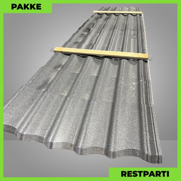 Teglstensprofil Elegant m/ dug - Restparti - 16 stk. af 5666 mm - 0,5 mm - Sort Mat - 90,6 m