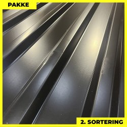 Trapezplade MTP 21 - 2. sortering - 9 stk. af 2000 mm - Sort - 18,6 m