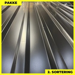 Trapezplade MTP 21 - 2. sortering - 9 stk. af 2000 mm - Sort - 18,6 m