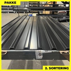 Trapezplade MTP 21 - 2. sortering - 9 stk. af 2000 mm - Sort - 18,6 m