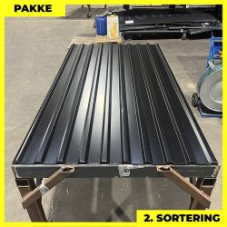 Trapezplade MTP 21 - 2. sortering - 9 stk. af 2000 mm - Sort - 18,6 m