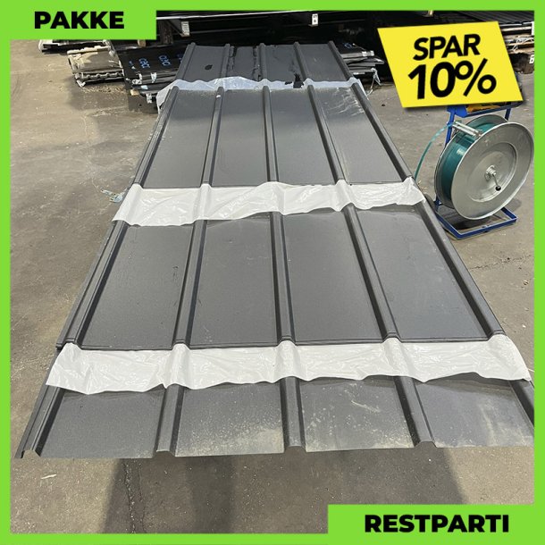 Pandeplade MTP 20/220 - Restparti - 12 stk. af 1370-3900 mm - Sort - 39,8 m
