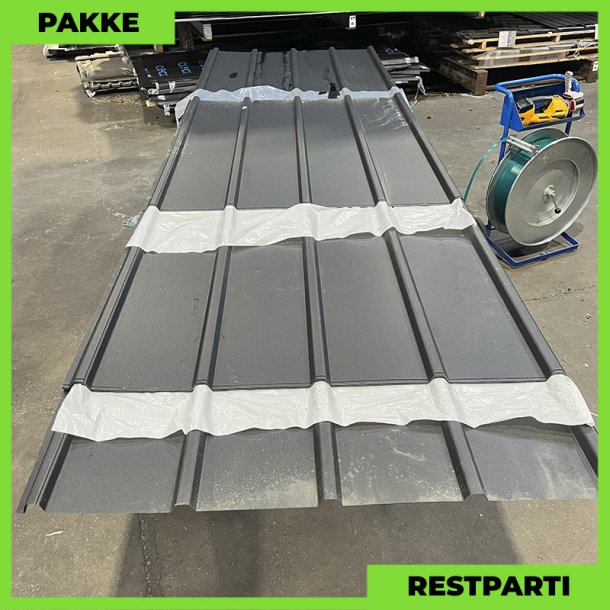 Pandeplade MTP 20/220 - Restparti - 12 stk. af 1370-3900 mm - Sort - 39,8 m