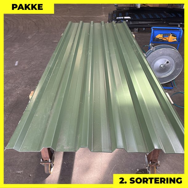 Trapez MTP 35 - 2. sortering - 6 stk. af 3020 mm - Olivengrn - 18,1 m
