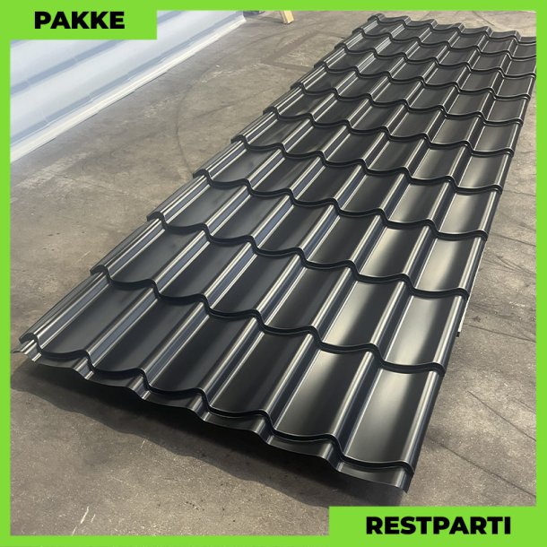 Teglstensprofil Traditionel - Restparti - 22 stk. af 3695 mm - Sort - 87,7 m