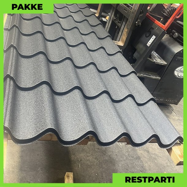 Teglstensprofil Elegant - Restparti - 9 stk. af 4940 mm - 0,5 mm - Sort Mat - 44,4 m