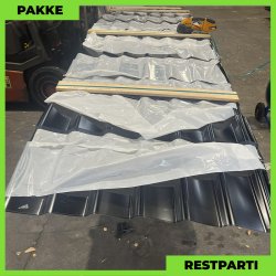 Teglstensprofil Traditionel - Restparti - 47 stk. af 950-5350 mm - 0,5 mm - Sort - 196,1 m�